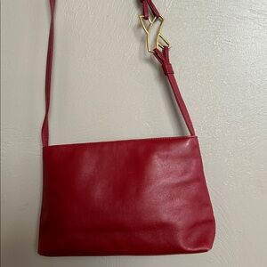 Paloma Picasso 80’s Iconic “X” Kiss Logo Vintage Italy Leather Shoulder Bag. Red